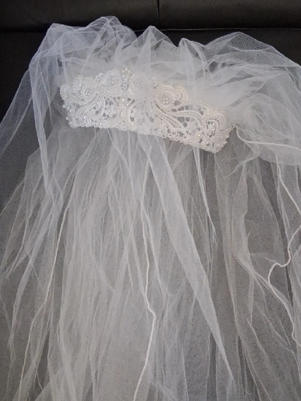 Vintage Bridal Headband with Veil 1980's 1990's - Picture 9 of 13